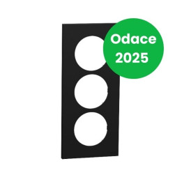 Schneider - Odace 2025 - plaque de finition 3 postes entraxe spécifique 57mm - noir onyx - Réf : S940716