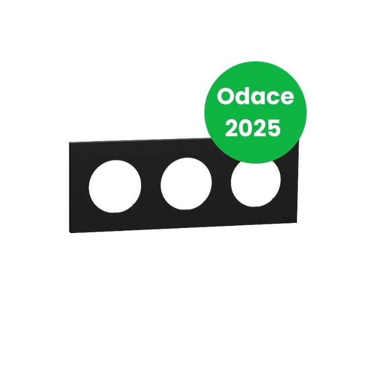 Schneider - Odace 2025 - plaque de finition 3 postes - couleur noir onyx - Réf : S940706