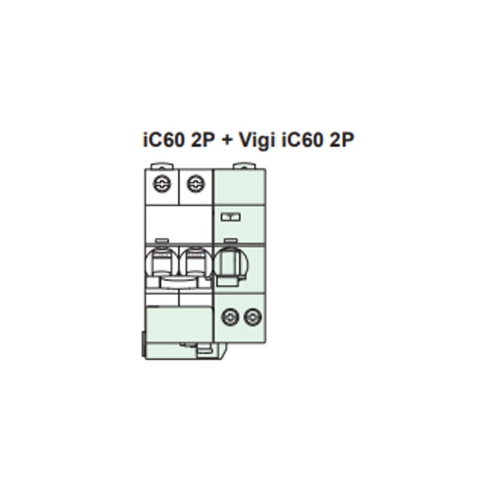 Schneider - Acti9 - iC60 - Bloc dif Vigi - 2P - 63A - 300mA - type AC - 230V - Réf : A9V14263