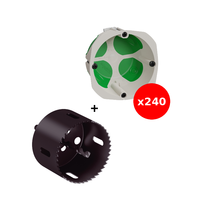 Eur'Ohm - Multifix Air - lot de 240 boîtes Ø67mm P47mm + scie cloche - Réf : IMT35231