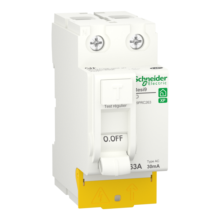 SCHNEIDER - Inter différentiel Resi9 XP 2P - 63A - 30ma - Type AC - Réf : R9PRC263