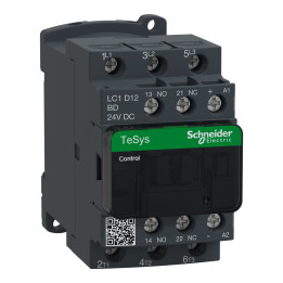 Schneider TeSys - contacteur moteur - 12A - 1F+1O - bobine 24Vcc - Réf : LC1D12BD