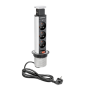 GTV Lighting - Multiprise Encastrable fi60 - 3 x PC 2P+T - Argent - Ronde - Ø60 mm - Réf : AE-BPW3U60-80