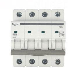 Digital Electric - Disjoncteur 4P - 4x20A - Courbe C - C6kA/10kA - Réf : 02050