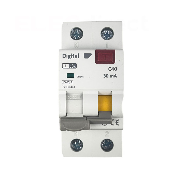 Digital Electric - Disjoncteur Différentiel 2P - 40A - 30mA Type F - 10kA - Réf : 03140