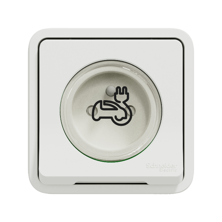 Schneider - Mureva Styl - Prise courant 2P+T - renforcée pour VE - encastré - IP55 - IK08 - blanc - MUR39011