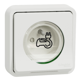 Schneider - Mureva Styl - Prise courant 2P+T - renforcée pour VE - encastré - IP55 - IK08 - blanc - MUR39011