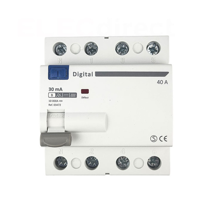 Digital Electric - Interrupteur différentiel 4P - 4x40A - 30mA - Type B - Réf : 03472