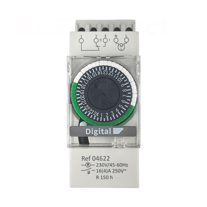Digital Electric - Interrupteur horaire - 16A - 230Vac - réserve de marche 150h - Réf : 04622