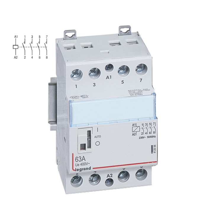 Legrand - Contacteur de puissance 4P bobine 230V - 63A - 4F - 3M - Réf : 412556