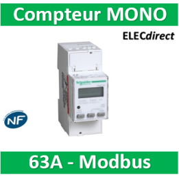 Schneider - Acti9 iEM - compteur d'énergie mono - 63A - afficheur Modbus - A9MEM2150