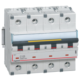 Legrand - Disjoncteur DX³10000 16kA arrivée haute et départ bas à vis 4P - 400V~ - 125A - courbe C - 6 modules - 409364