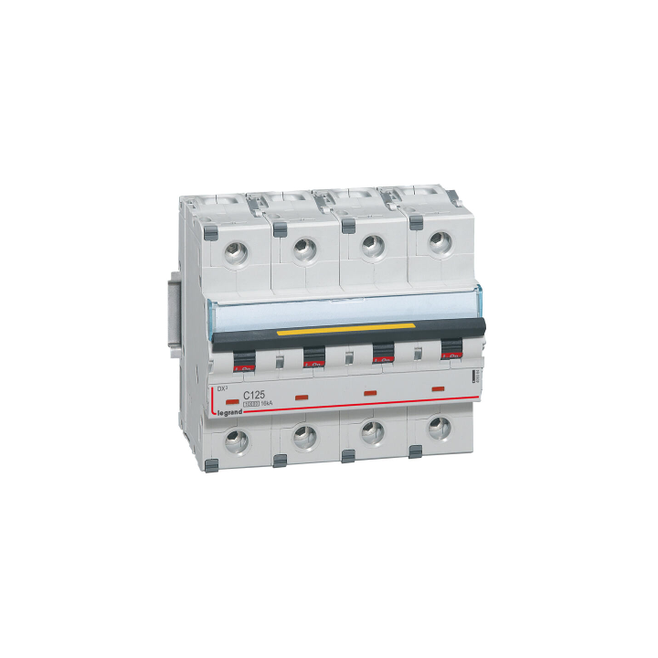 Legrand - Disjoncteur DX³10000 16kA arrivée haute et départ bas à vis 4P - 400V~ - 125A - courbe C - 6 modules - 409364
