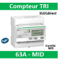 Schneider - Compteur d'énergie - TRI IEM3110 - 63A - impulsion - SCHA9MEM3110 - Acti 9 - MID