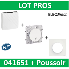Schneider Odace - Blanc Poussoir avec symbole carillon + plaque + carillon- S520246+s520702+041651
