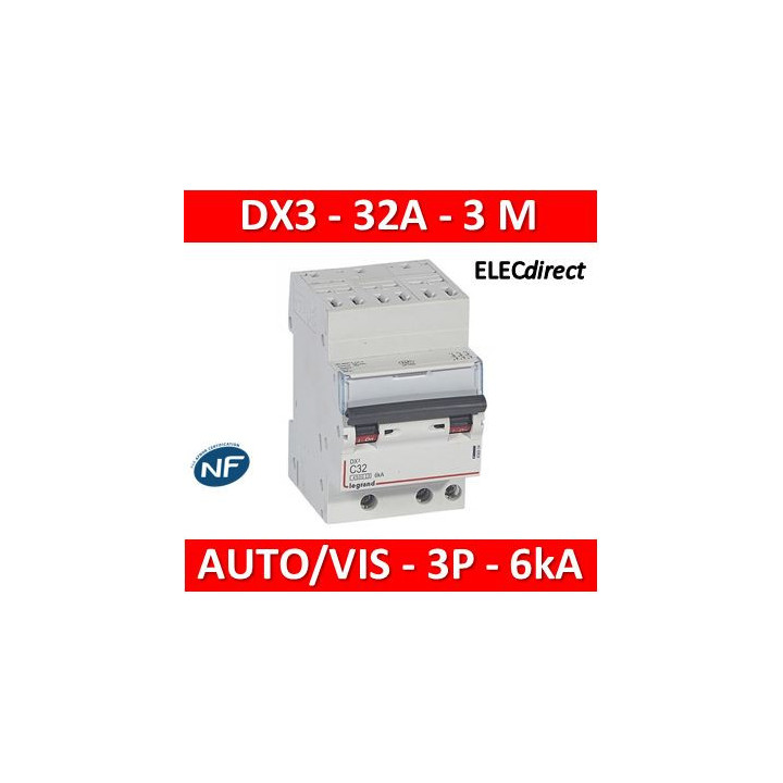 Legrand - Disjoncteur DNX³4500 6kA arrivée automatique sortie à vis - tripolaire 400V~ 32A courbe C - 406904