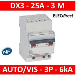 Legrand - Disjoncteur DNX³4500 6kA arrivée automatique sortie à vis - tripolaire 400V~ 25A courbe C - 406903
