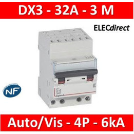 Legrand - Disjoncteur DX3 - auto/vis - 4P - 400 V - 32A - 6kA - courbe C - 3M - 406922