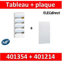 Legrand - Plaque de fond pour coffret ou rehausse 13M - 4R + tableau 52M - 401354+401214