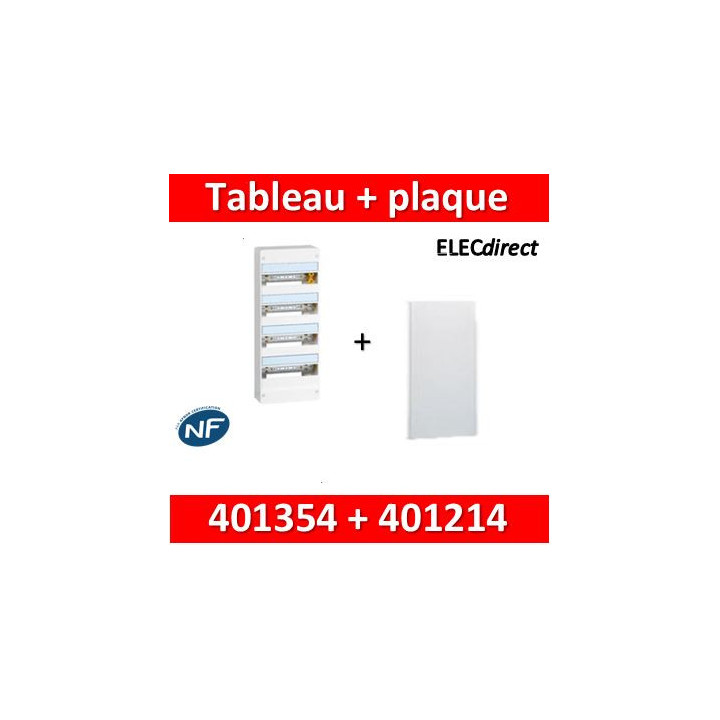 Legrand - Plaque de fond pour coffret ou rehausse 13M - 4R + tableau 52M - 401354+401214