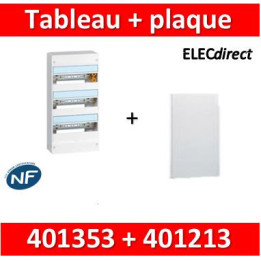 Legrand - Plaque de fond pour coffret ou rehausse 13M - 3R + tableau 39M - 401353+401213