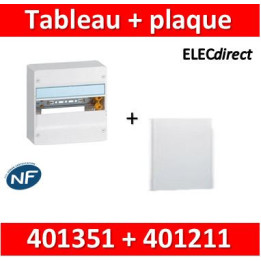 Legrand - Plaque de fond pour coffret ou rehausse 13M - 1R + tableau Legrand 13M - 401351+401211