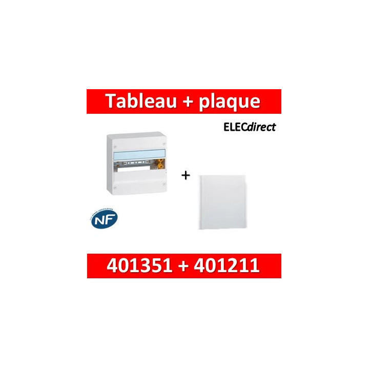 Legrand - Plaque de fond pour coffret ou rehausse 13M - 1R + tableau Legrand 13M - 401351+401211