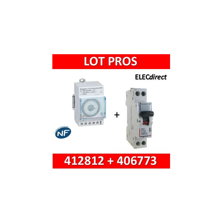 Legrand - Interrupteur horaire journalier analogique + disjoncteur 10A DNX3 - 412812+406773