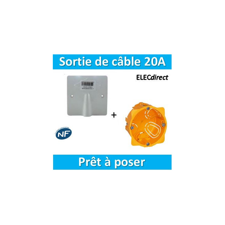 SIB - Sortie de câble 16/20A - à vis dim. 80x80 + boîte Legrand batibox - P11016+080041