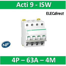 Schneider - Acti9, iSW interrupteur-sectionneur 4P 63A 415VAC - A9S65463