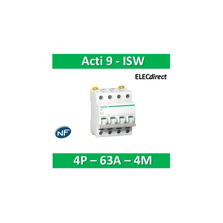 Schneider - Acti9, iSW interrupteur-sectionneur 4P 63A 415VAC - A9S65463