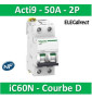 Schneider - Acti9 - iC60N - Disjoncteur - 2P - 50A - 6kA - courbe D - Réf : A9F75250