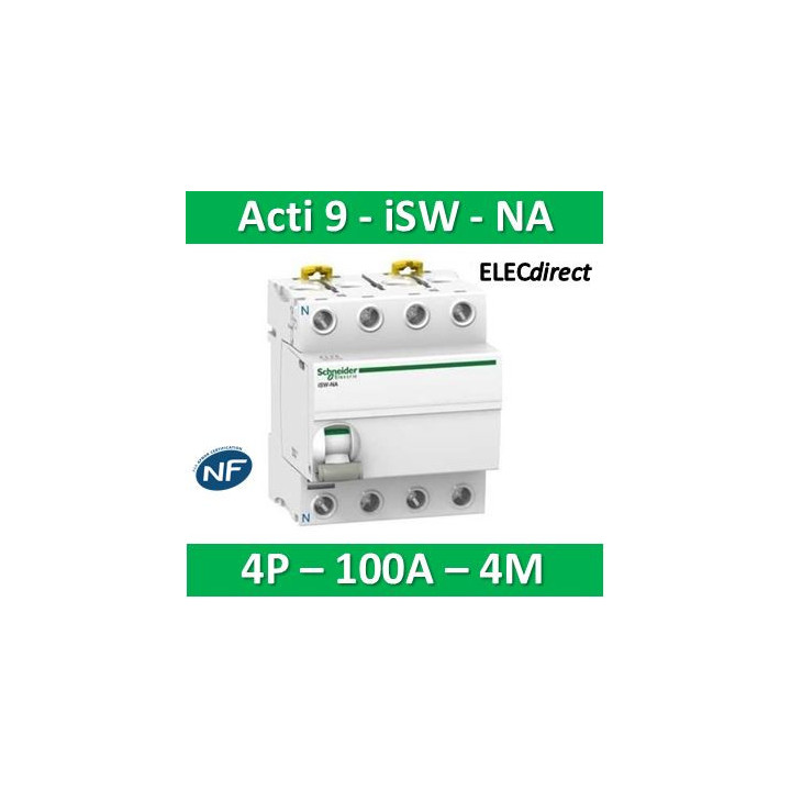 Schneider - Interrupteur-sectionneur 100A à déclenchement -3P+N - Acti9 - ISW-NA - A9S70790