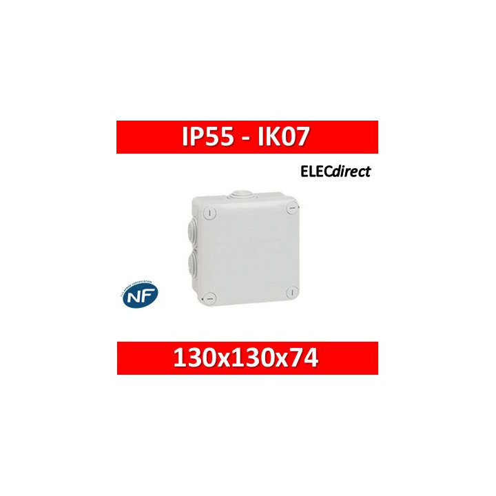 Legrand - Boîte de dérivation carrée Plexo gris - 130x130x74 mm - 092032