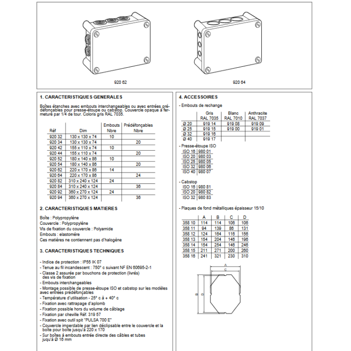 Legrand - Boîte de dérivation carrée Plexo gris - 130x130x74 mm - 092032