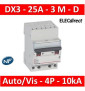 Legrand - Disjoncteur DX³ 6000-auto/vis-4P-400V~-25A-10kA-courbe D-peigne HX³ opti 4P - 3M - 408135