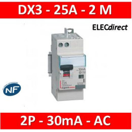 Legrand - Disjoncteur diff DX3 4500 - vis/auto - P+N 230V~ 25A -type AC - 30mA - Réf : 410719