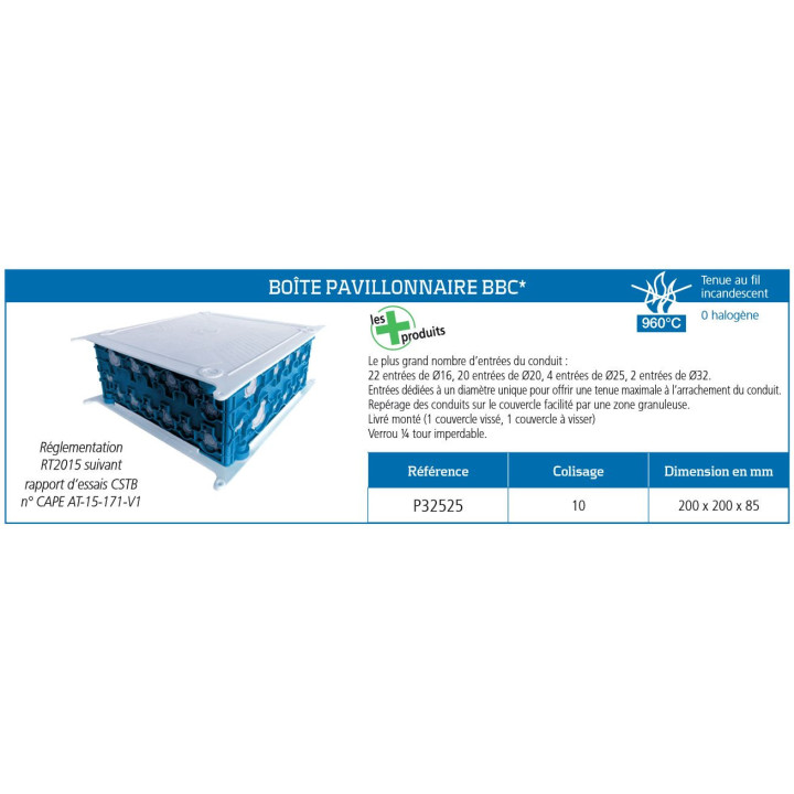 SIB - LOT - 5 Boîtes pavillonnaires BBC 200x200x85 - P32525x5