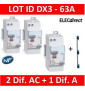 LEGRAND - LOT de 3 inter différentiels DX3 - (2 - ID 2x63A 30mA AC - ID 2x63A 30mA A) + Peigne 3R - 405001 + 411651 + 411650 X 2