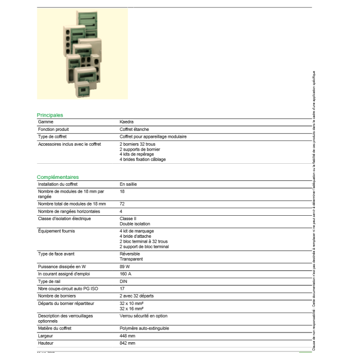 Schneider Kaedra - coffret pour appareillage modulaire - 448 x 842 mm - 72 modules - 13968