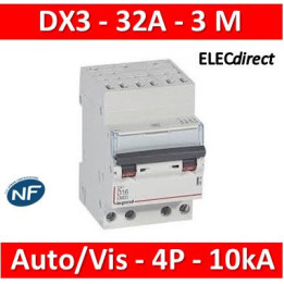 Legrand - Disjoncteur DX³ 6000 - auto/vis- 4P- 400V - 32A - courbeC-peigne HX³ opti 4P - 3M - 407917