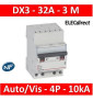 Legrand - Disjoncteur DX³ 6000 - auto/vis- 4P- 400V - 32A - courbeC-peigne HX³ opti 4P - 3M - 407917
