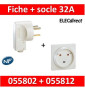 Legrand - Socle 32A - Plast - 2P+T - à VIS - éclips + Fiche 2P+T 32A - 055812+055802