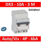 Legrand - Disjoncteur DX³ 4500 - auto/vis - 4P - 400 V~ - 10A - 6kA - courbe C - 3 modules - 406917