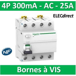Schneider - Acti9, iID interrupteur différentiel 4P 25A 300mA type AC - A9R14425