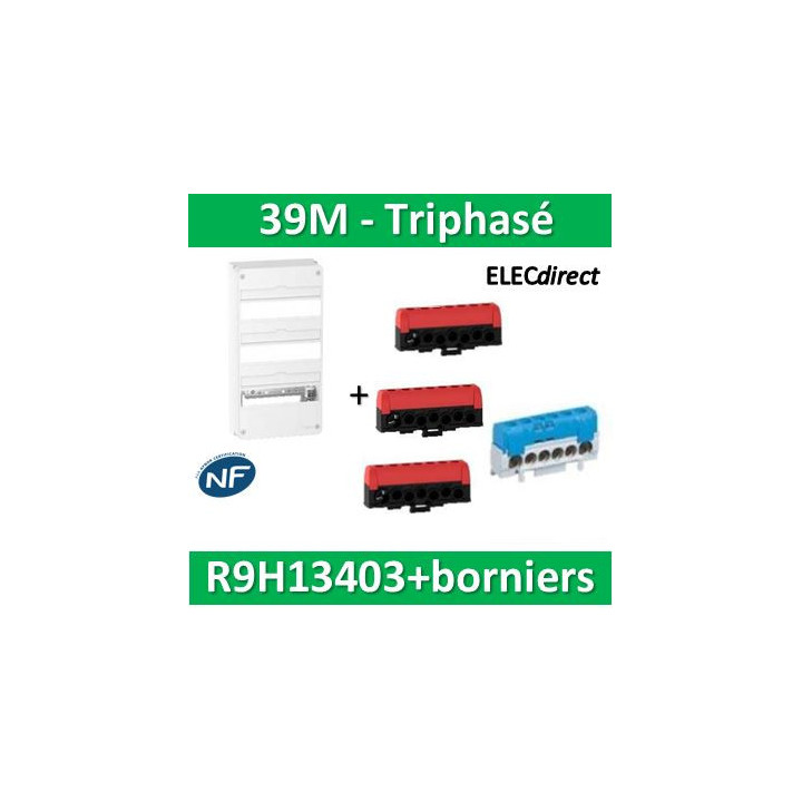Schneider - Resi9 - LOT - coffret 13M - 3R + bornier 3 phases+Neutre - R9H13403+R9H13411P