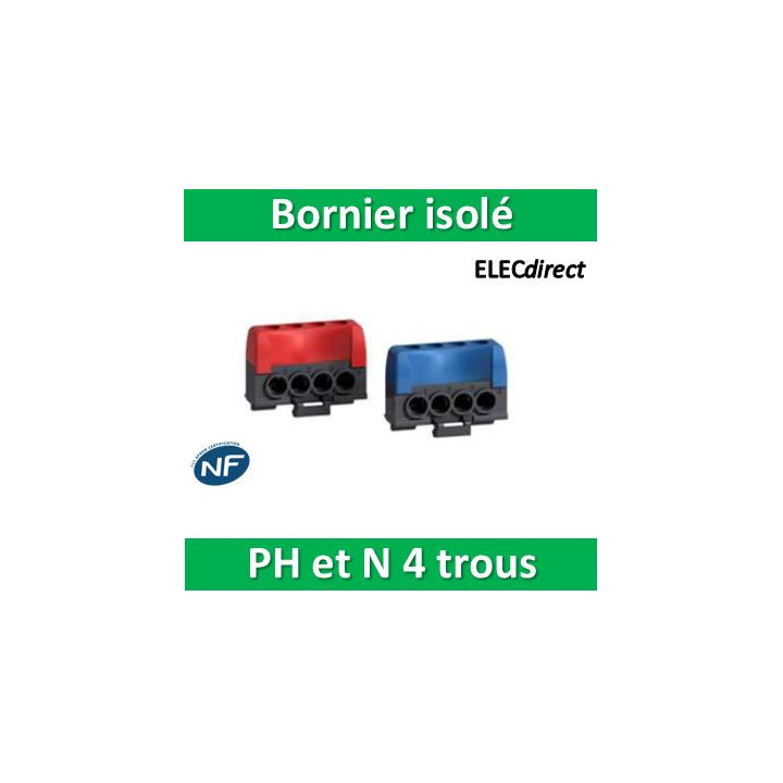 Schneider - Bornier isolé Ph et N 4 trous pour coffret RESI9 - Réf : R9H13405