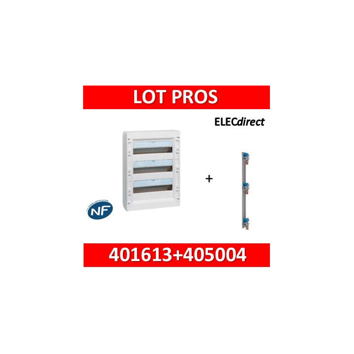 Legrand - Coffret de distribution 54 modules - 3 rangées de 18M + peigne vertical - XL3 125 - 401613+405004