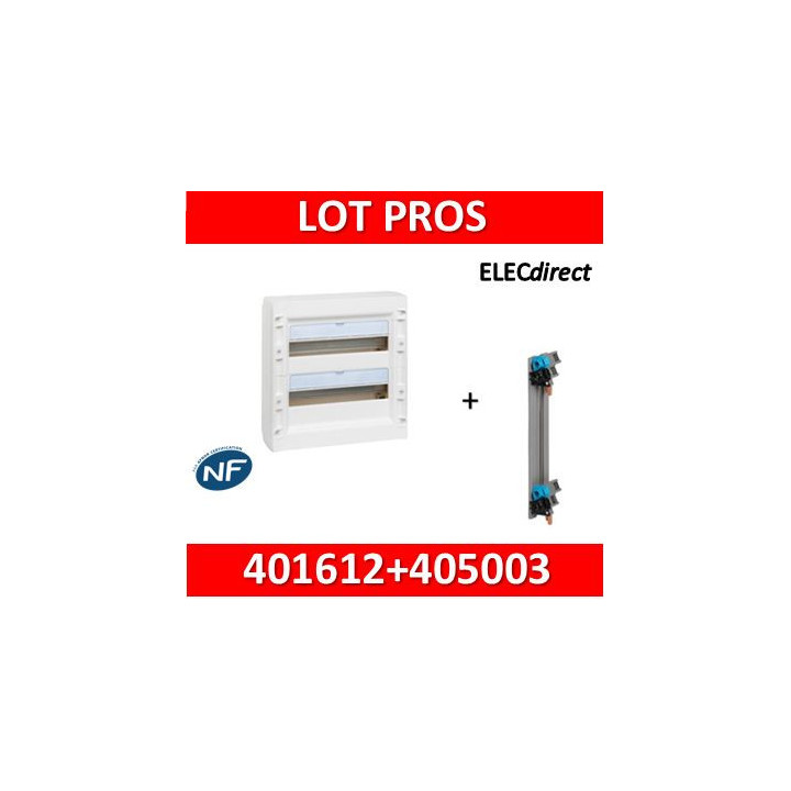 Legrand - Coffret de distribution 36 modules - 2 rangées de 18M + peigne vertical - XL3 125 - 401612+405003