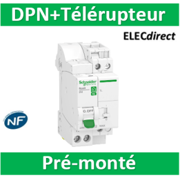 Schneider -  combiné disj+télérupteur RESI9 TL - Unipolaire 16A + disjoncteur 16A XE AUTO - 250V - R9ECL616